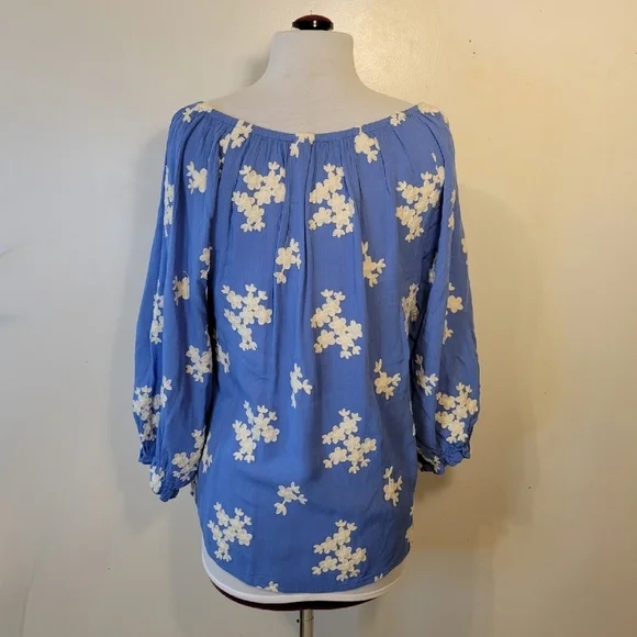 Soft Surroundings (Women's Small) Over size Floral Embroidery Peasant Blouse Top - Picture 4 of 7